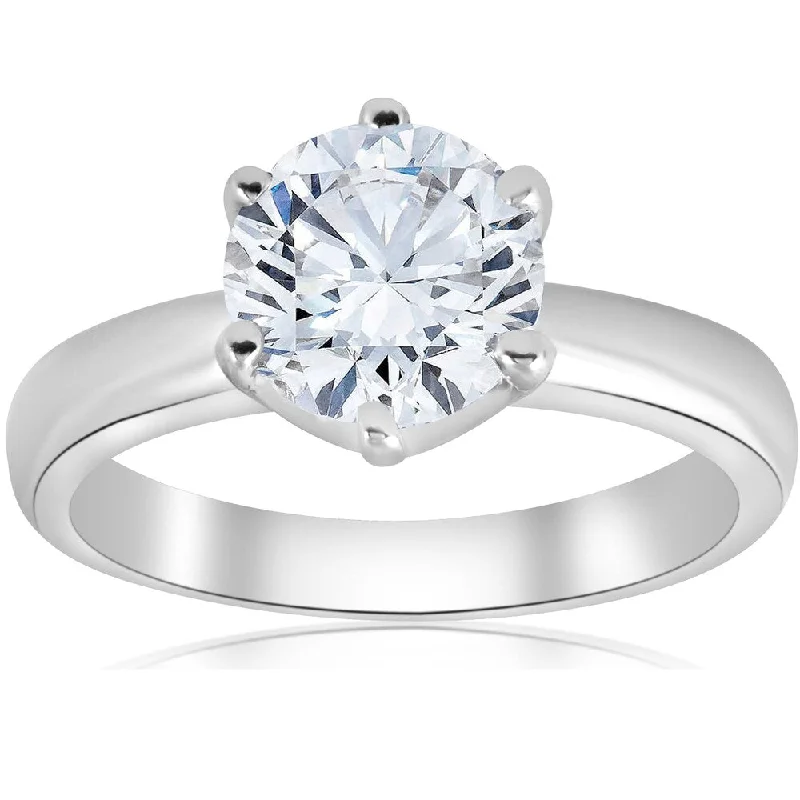 Women’s timeless solitaire engagement ring-14k White Gold 1 1/2 ct TDW Round Diamond Solitaire Engagement Ring Clarity Enhanced 6-Prong (H-I,I1-I2)