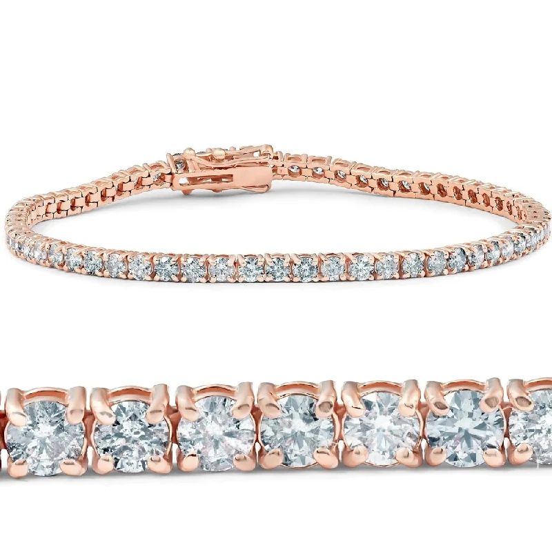 Women’s gemstone bangle bracelet-4.35 ct Diamond Tennis Bracelet Rose Gold 7"