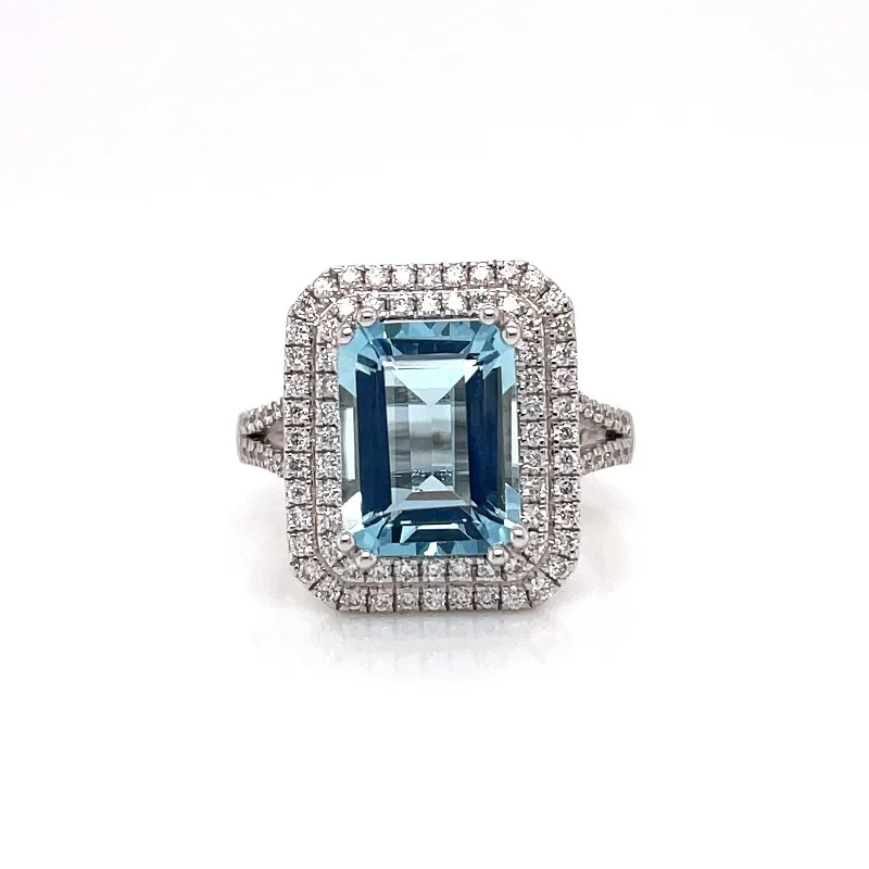 Women’s luxury engagement ring-3.83 Total CARAT AQUAMARINE DIAMOND LADIES RING