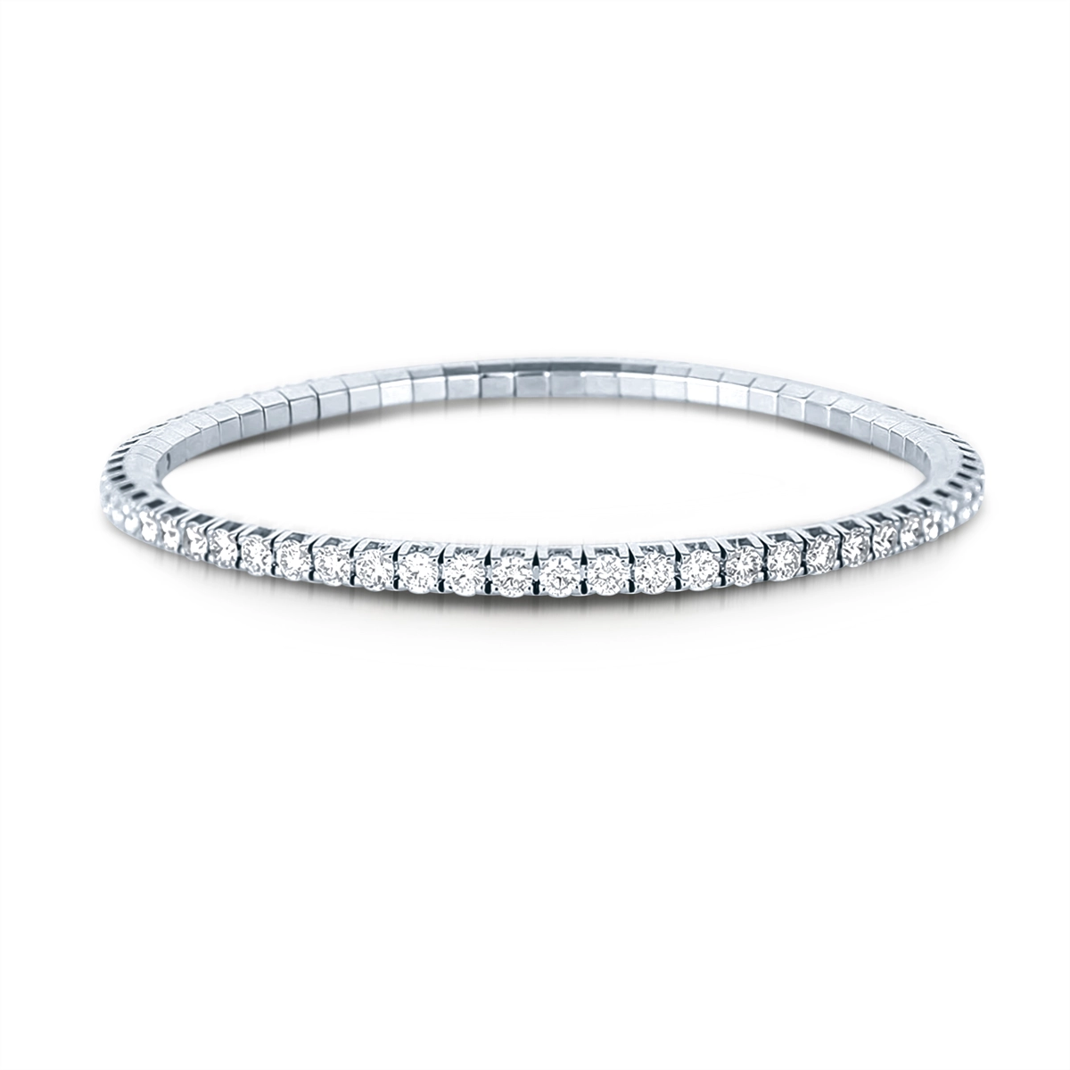 Women’s teardrop bracelet-Extensible 18K White Gold Diamond Stretch Tennis Bracelet