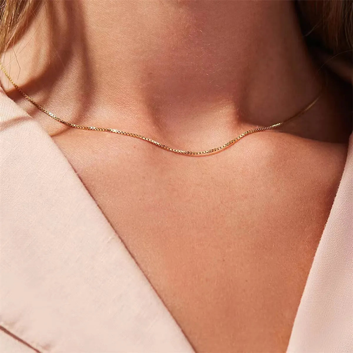 Women’s boho necklace-Simple Style Solid Color Stainless Steel Plating 18k Gold Plated Necklace