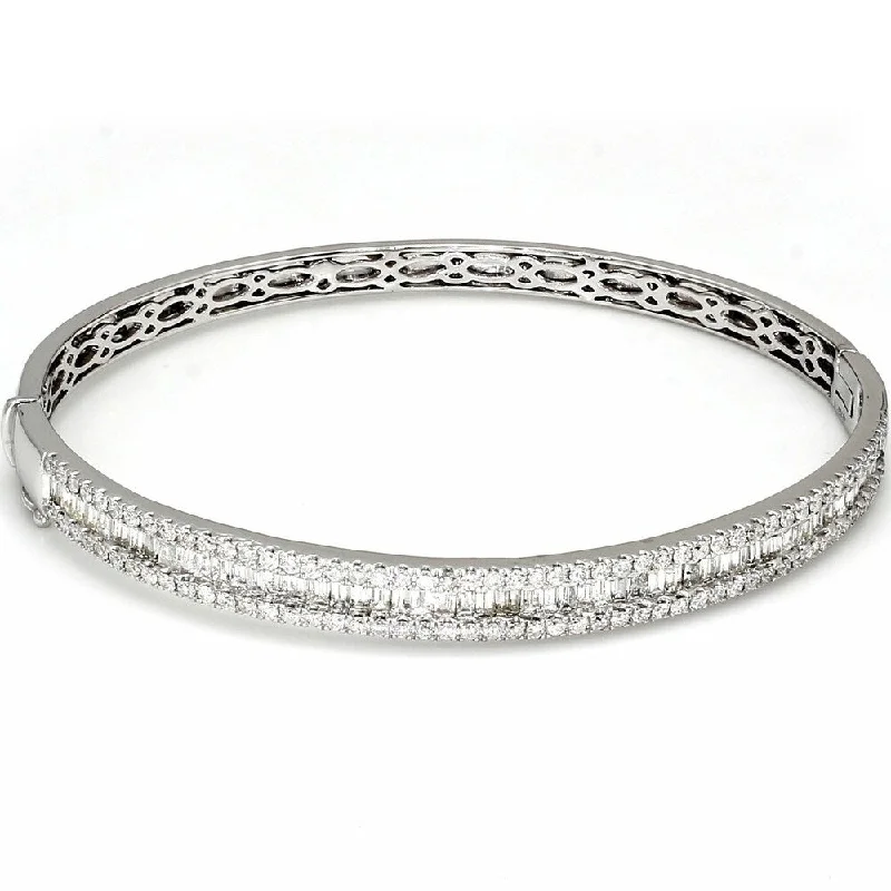 Women’s thin gold bracelet-Pompeii3 10k White Gold 2.73 ct TDW Baguette Diamond Bracelet 10k White Gold 5.7mm Wide