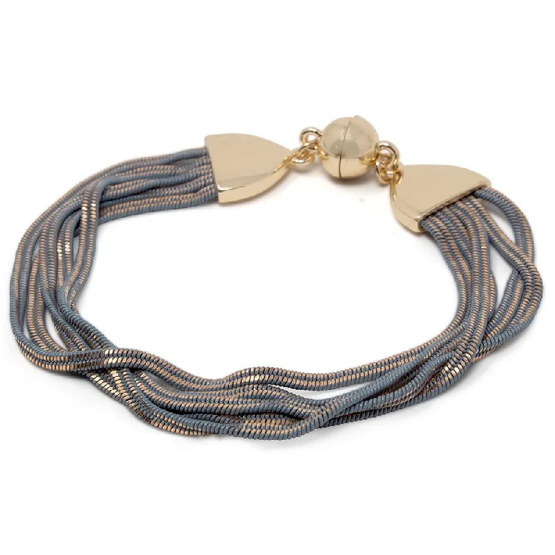 Women’s wrap bracelet-Five Strand Liquid Metal Bracelet Gold/Grey