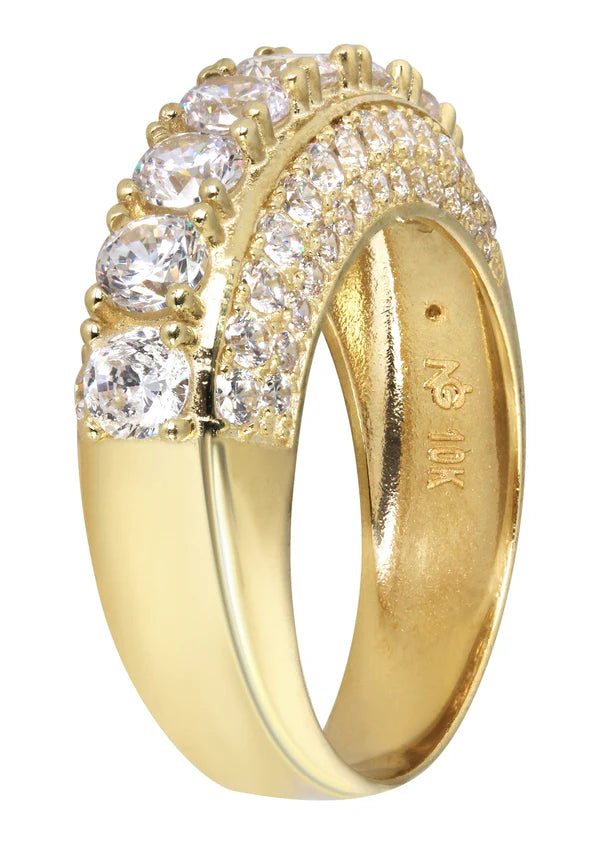 Women’s gold band engagement ring-Mens Wedding Band Pinky Ring | 10K Solid Yellow Gold