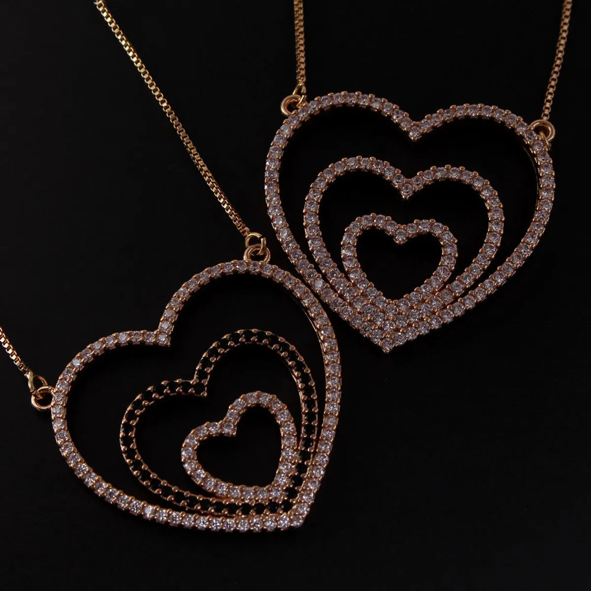 Women’s long necklace-Ig Style Sweet Simple Style Heart Shape Copper Gold Plated Zircon Pendant Necklace In Bulk