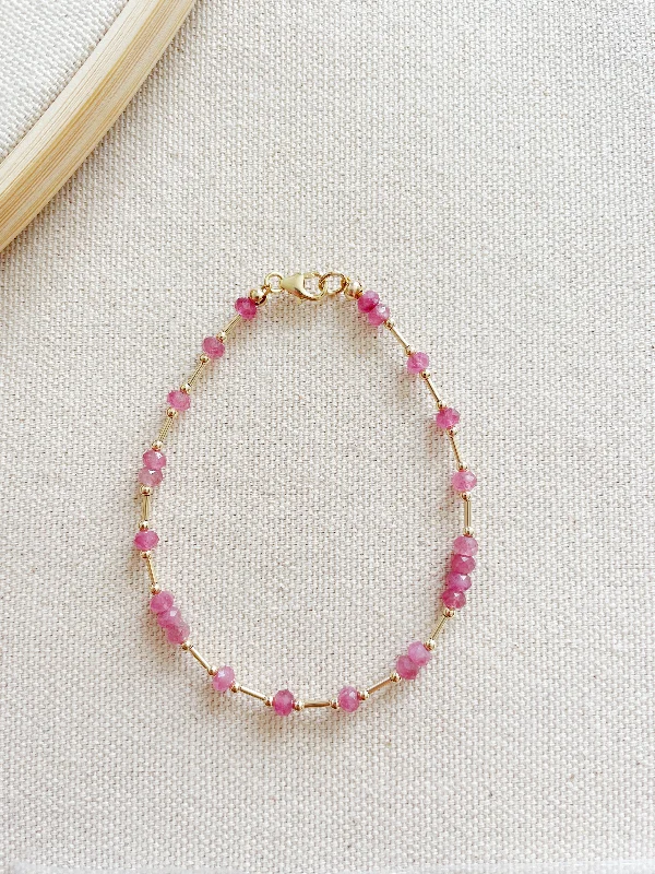 Women’s vintage-inspired bracelet-Luli Bracelet with Pink Tourmaline