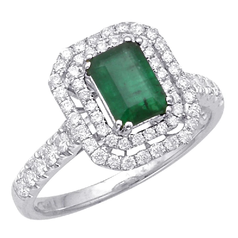 Women’s unique engagement ring-Emerald and Diamond Ring