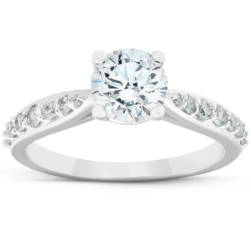 Women’s affordable engagement ring-1 1/2 Ct Diamond Diamond Classic Engagement Ring 14k White Gold