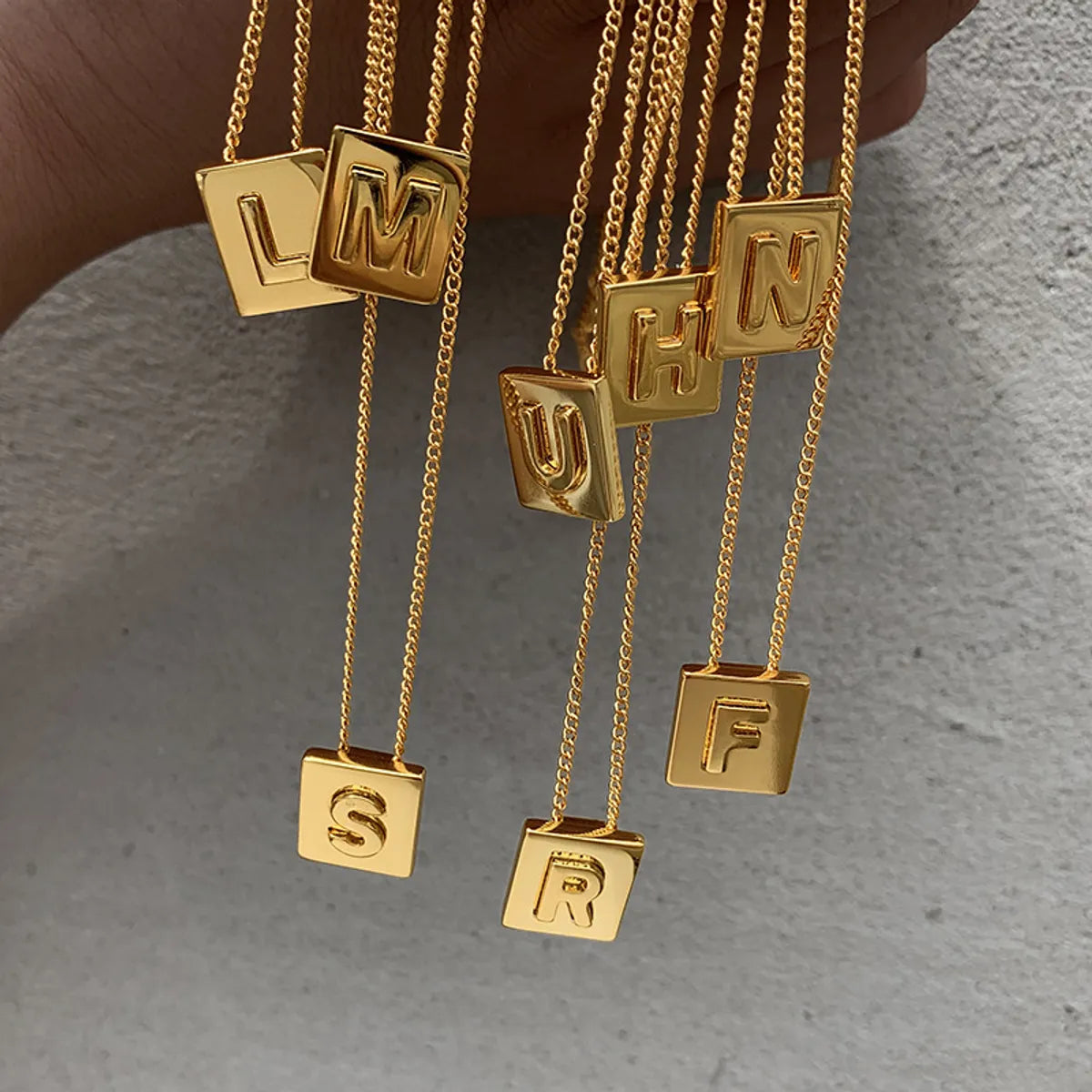 Women’s custom gold necklace-Simple Style Letter Square Titanium Steel Necklace 1 Piece