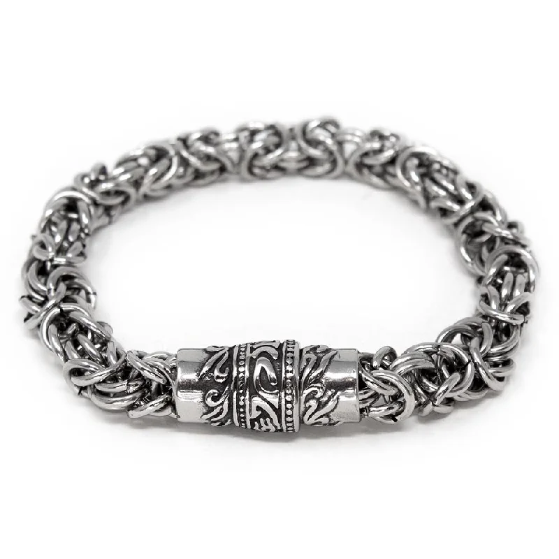 Women’s tennis bracelet-Men's Stainless Steel Byzantine Chain Bracelet