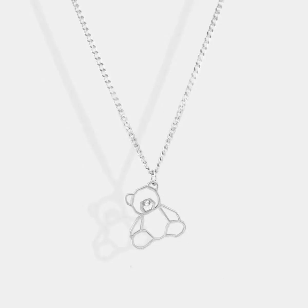 Women’s infinity necklace-Cute Simple Style Little Bear Alloy Hollow Out Inlay Rhinestones Unisex Pendant Necklace