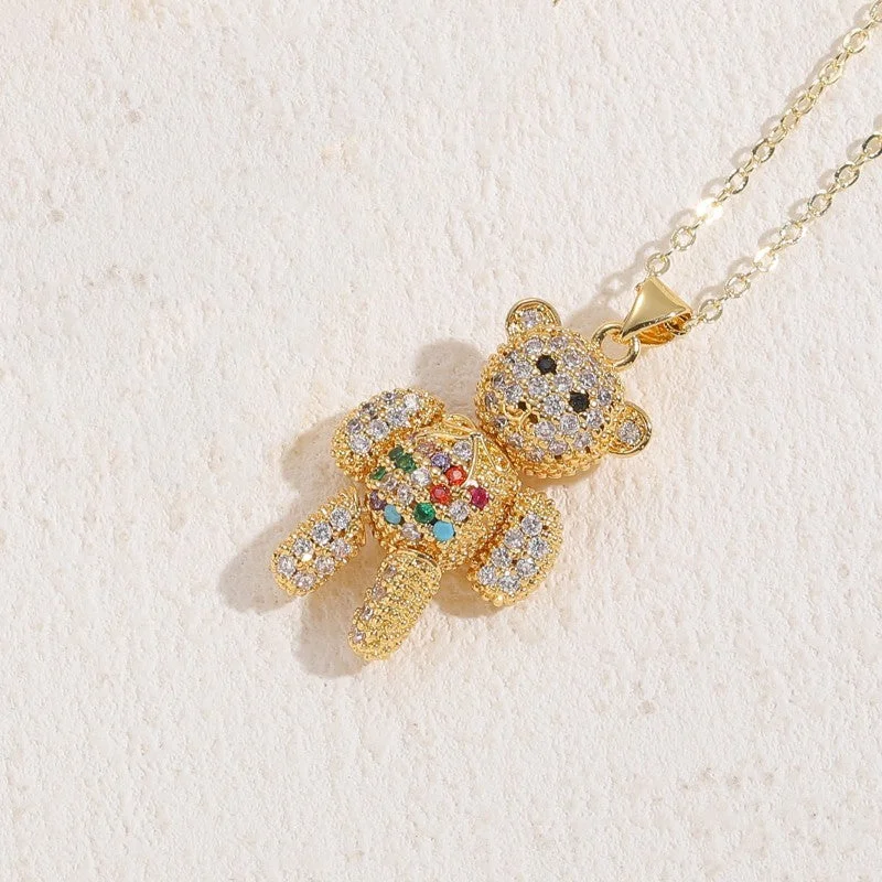 14K Real Gold Color Zirconium Bear