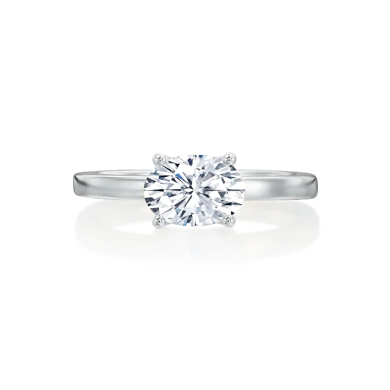 Women’s oval diamond engagement ring-River North Oval Solitaire Wedding Ring