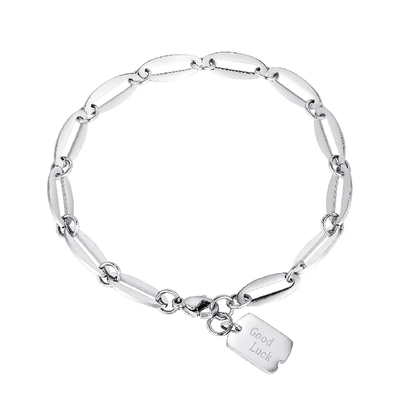 Women’s gold bracelet-Stainless Steel Good Luck Link Bracelet