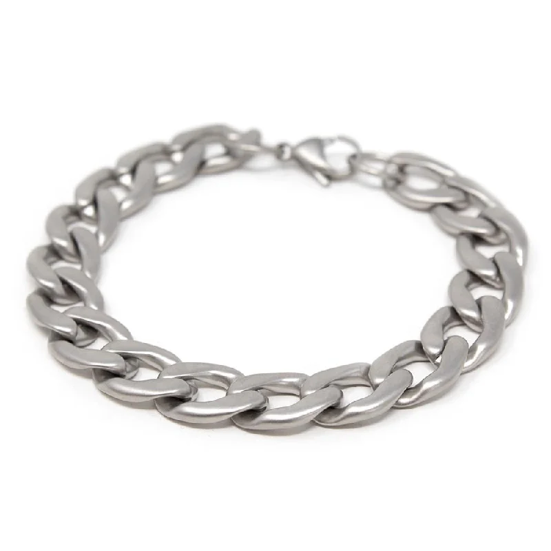 Women’s sterling silver bracelet-Stainless Steel Matte Curb Chain Bracelet