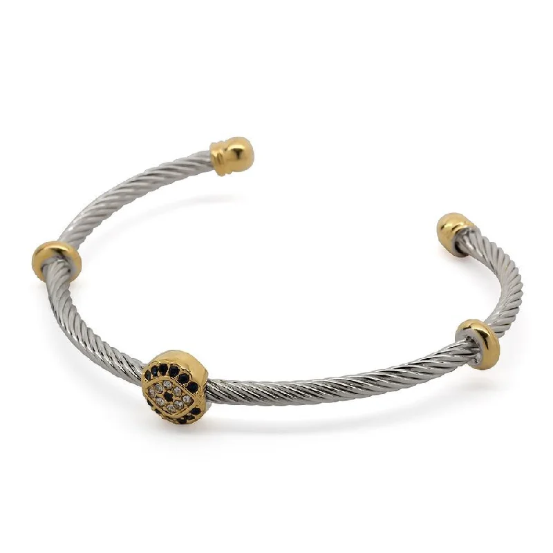 Women’s moonstone bracelet-Cable Bracelet Evil Eye Pave