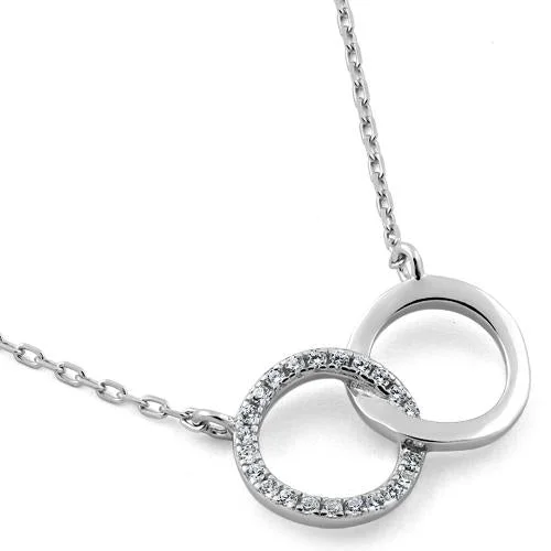 Women’s exclusive necklace-Sterling Silver Double Halo CZ Necklace