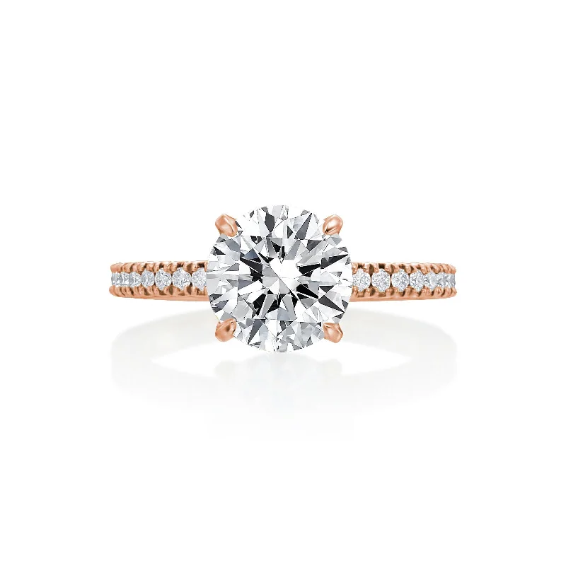 Women’s heirloom engagement ring-River North Round V Head Side Diamonds Wedding Ring