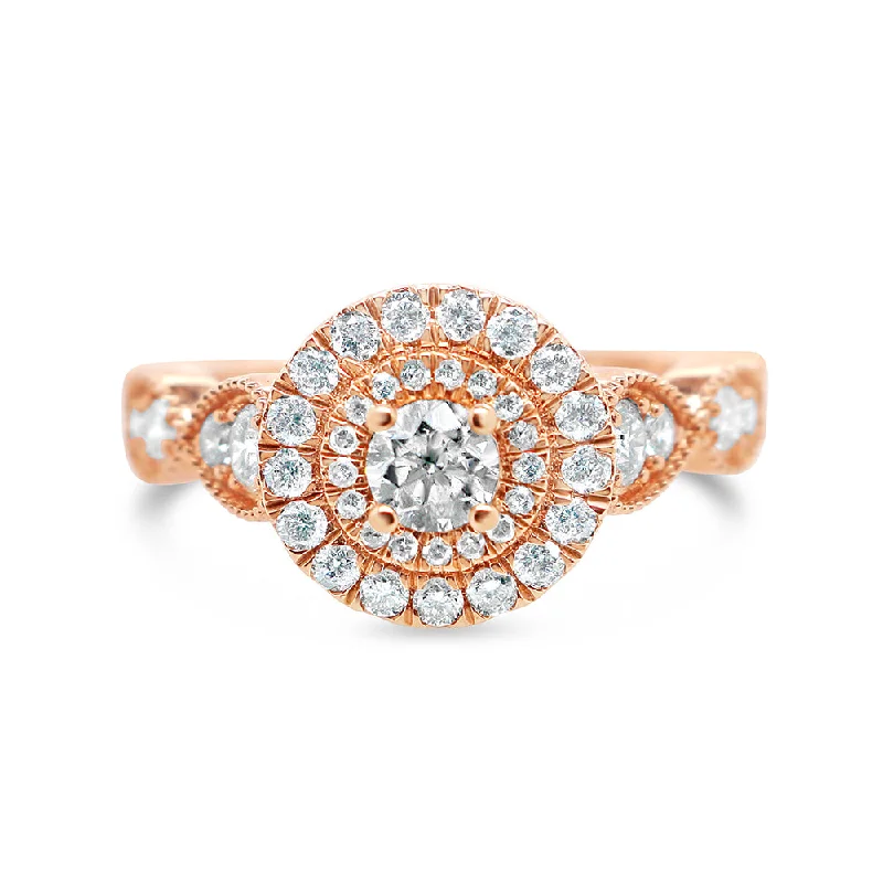 Women’s minimalistic engagement ring-Gold Diamond Round Engagement Ring | 14K | 0.84 CTW