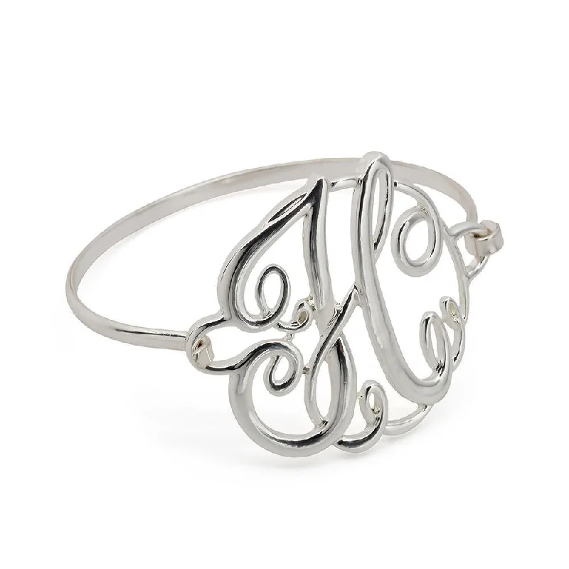 Women’s personalized charm bangle-Wire Bracelet Initital H