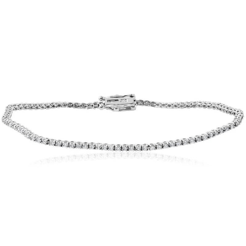 Women’s red string bracelet-14k White Gold 1 1/2 ct TDW Diamond Tennis Bracelet