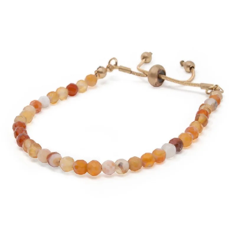 Women’s charm bracelet-Beaded Bracelet Gold Peach