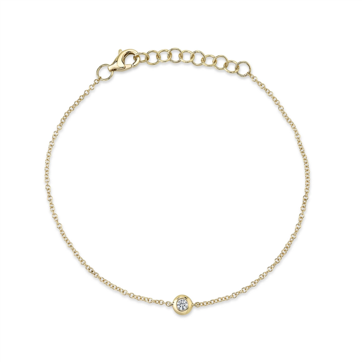 Women’s handmade bracelet-14K Yellow Gold Single Diamond Bezel Bracelet