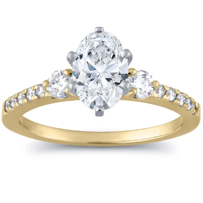 Women’s eternity engagement ring-1 1/2Ct Oval Diamond Engagement Ring 14k Yellow Gold Clarity Enhanced - White