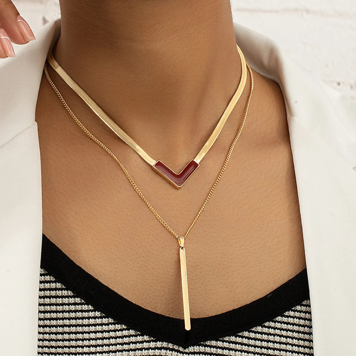 Women’s luxury gemstone necklace-Simple Style Classic Style Cross Alloy Plating 14k Gold Plated Women's Layered Necklaces