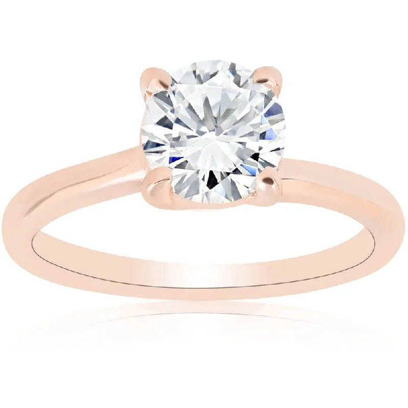 Women’s stackable engagement ring-14k Rose Gold 1ct TDW Diamond Round Brilliant Cut Solitaire Clarity Enhanced Engagement Ring (H-I I1-I2)