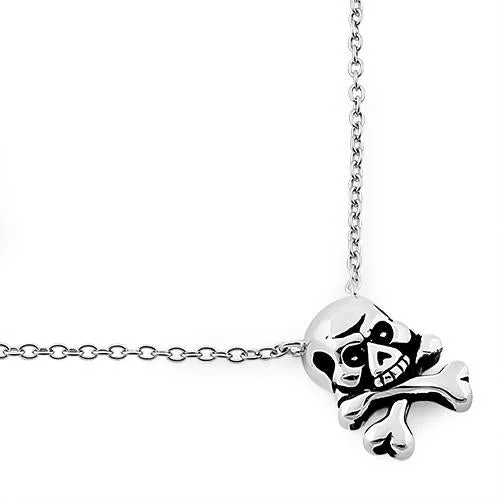 Women’s handmade gemstone necklace-Sterling Silver Jolly Roger Skull Necklace