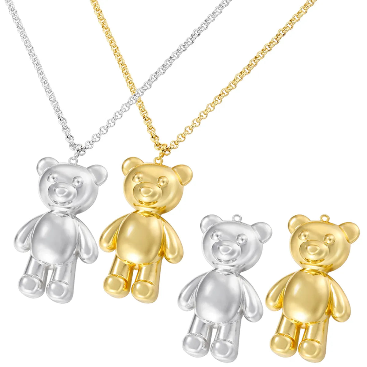 Women’s fashion necklace-Casual Sweet Little Bear Copper Plating 18k Gold Plated Pendant Necklace