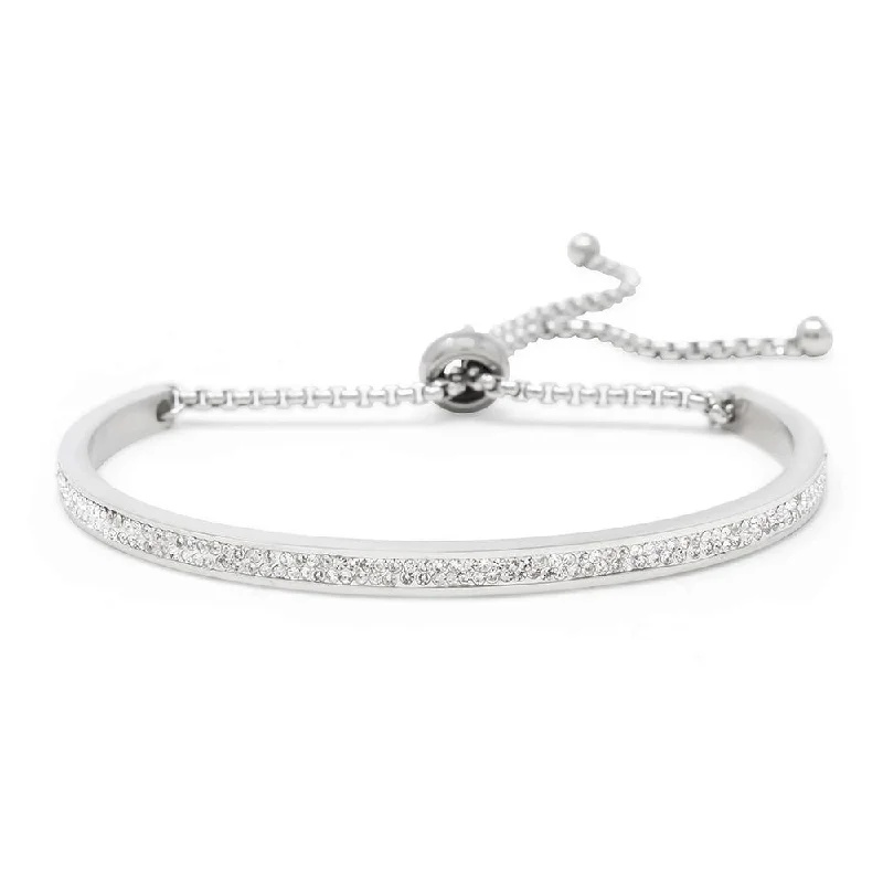 Women’s elegant bracelet-Stainless Steel Pave Crystal Slide Bracelet