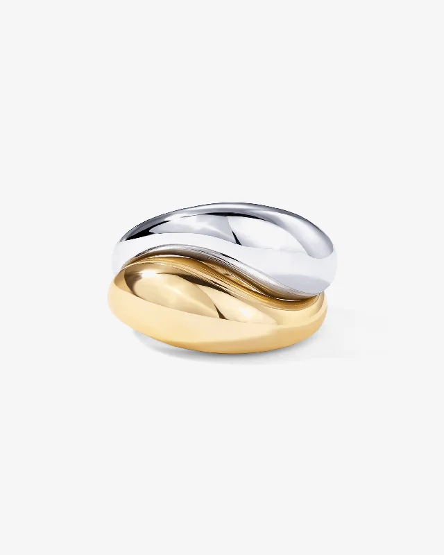 Women’s cluster rings-Two-Tone Stackable Ring Set