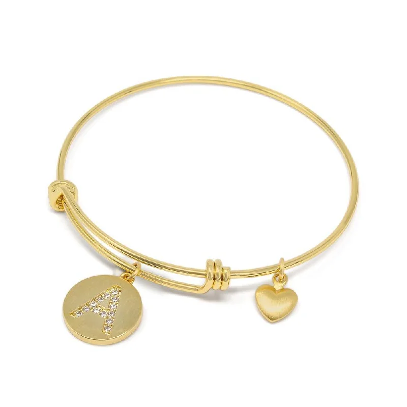 Women’s pearl bracelet-Handmade 20kt Gold Plated Crystal Initial Bracelet A