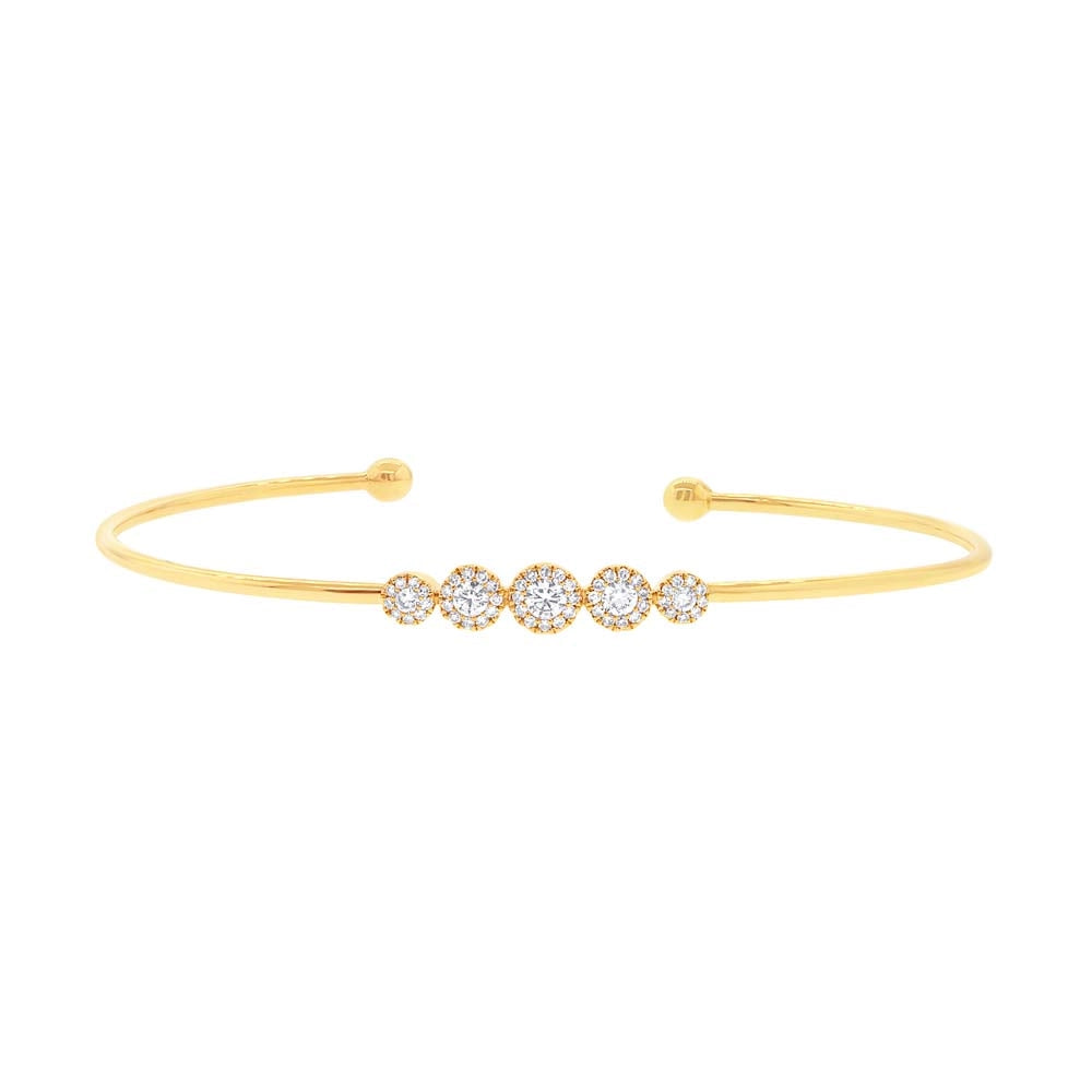 Women’s tennis bracelet-14K Yellow Gold 5-Cluster Diamond Slim Cuff Bracelet