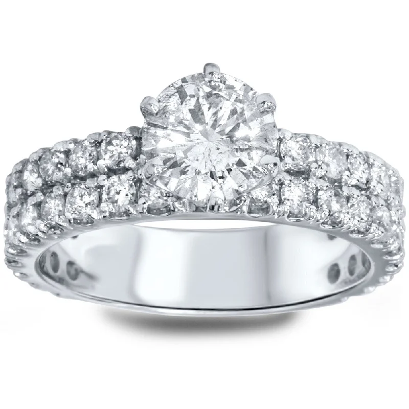 Women’s cushion cut engagement ring-14k White Gold 2 1/2ct TDW Diamond Double Row Engagement Ring