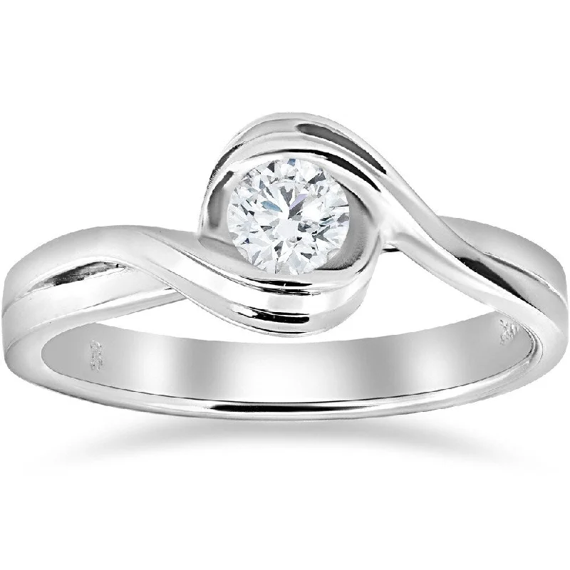 Women’s diamond halo engagement ring-14K White Gold 1/2 ct TDW Diamond Solitaire Engagement Ring