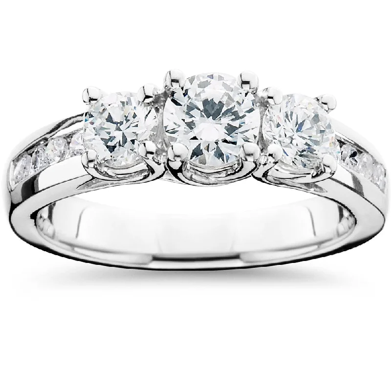 Women’s designer solitaire engagement ring-14k White Gold 1 3/4ct TDW 3-Stone Diamond Engagement Ring