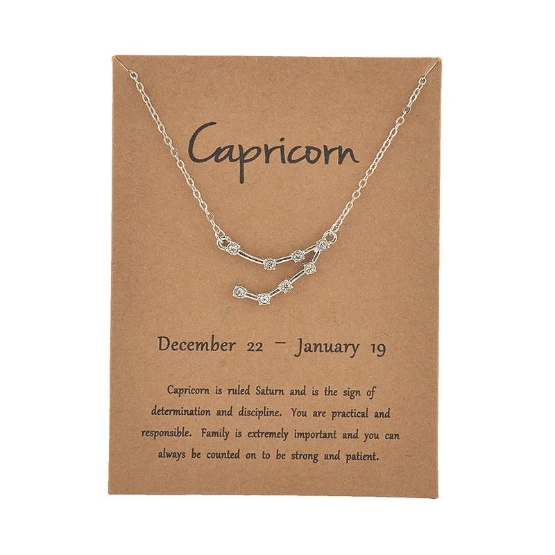 Capricorn Gold Card Silver Necklace