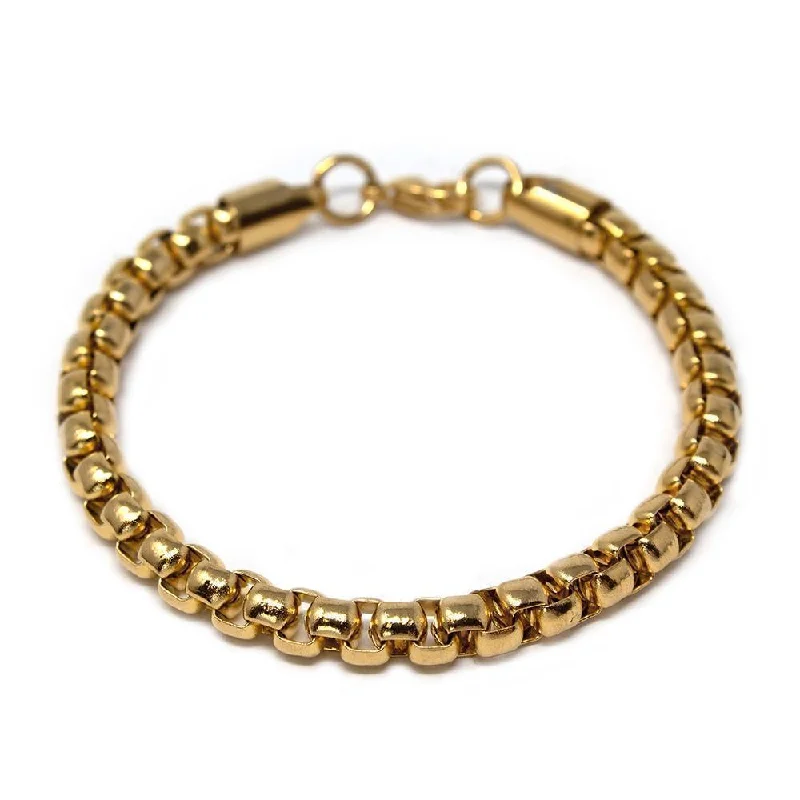 Women’s meditation bracelet-St Steel Round Box Chain Bracelet Gold Pl