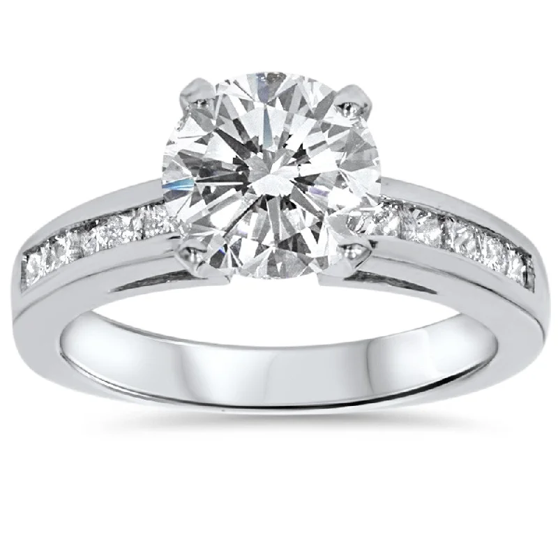 Women’s vintage halo engagement ring-14k White Gold 2 1/2ct TDW Clarity Enhanced Diamond Engagement Ring - Silver/White