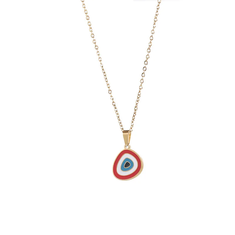 Women’s delicate gold necklace-Simple Style Devil's Eye Titanium Steel Enamel Pendant Necklace