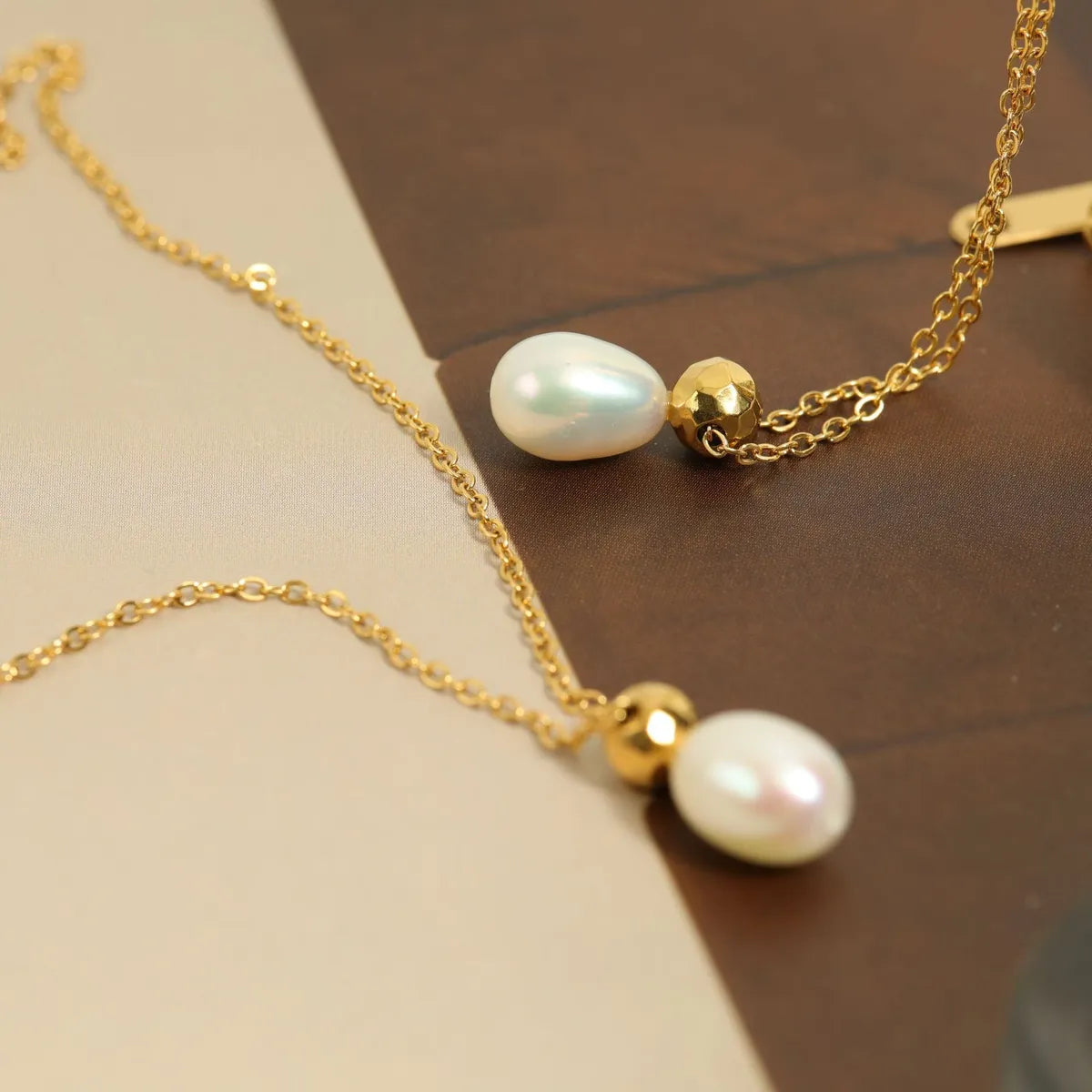 Women’s designer charm necklace-Wholesale Luxurious Classic Style Geometric Freshwater Pearl Titanium Steel Plating Inlay Gold Plated Silver Plated Zircon Necklace