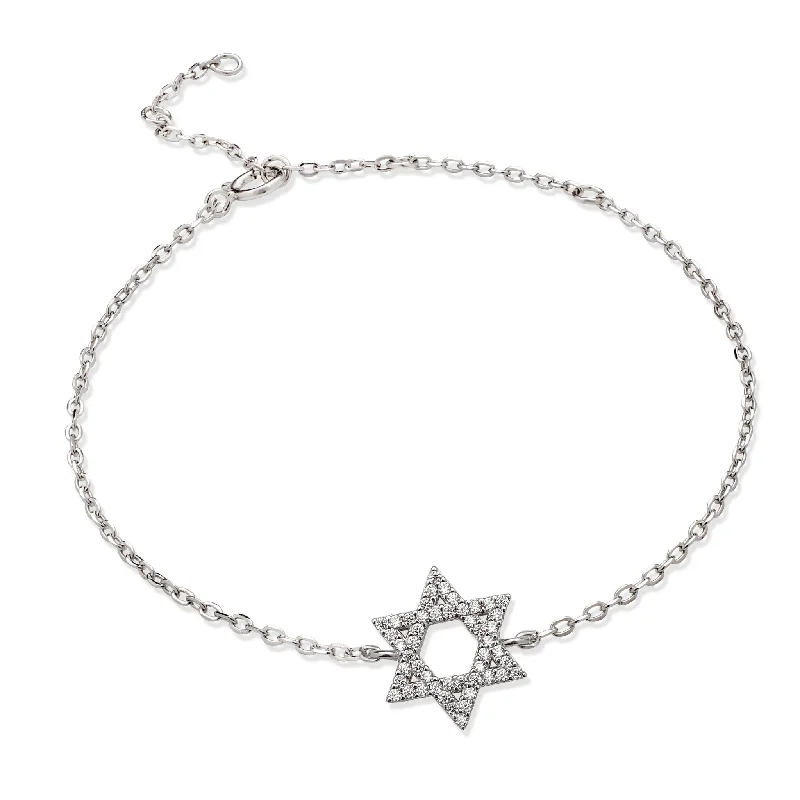 Women’s luxury silver bracelet-Dainty Star of David Bracelet