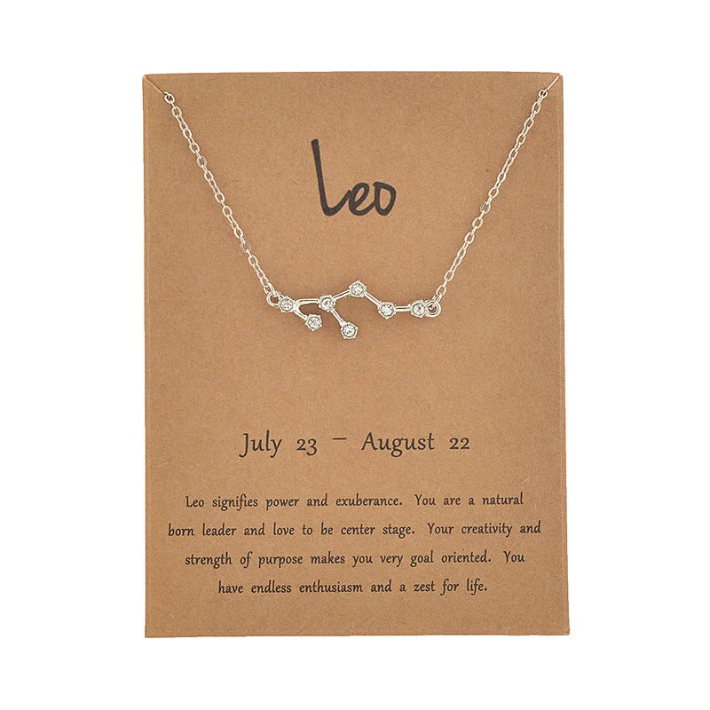 Leo Gold Card Silver Necklace