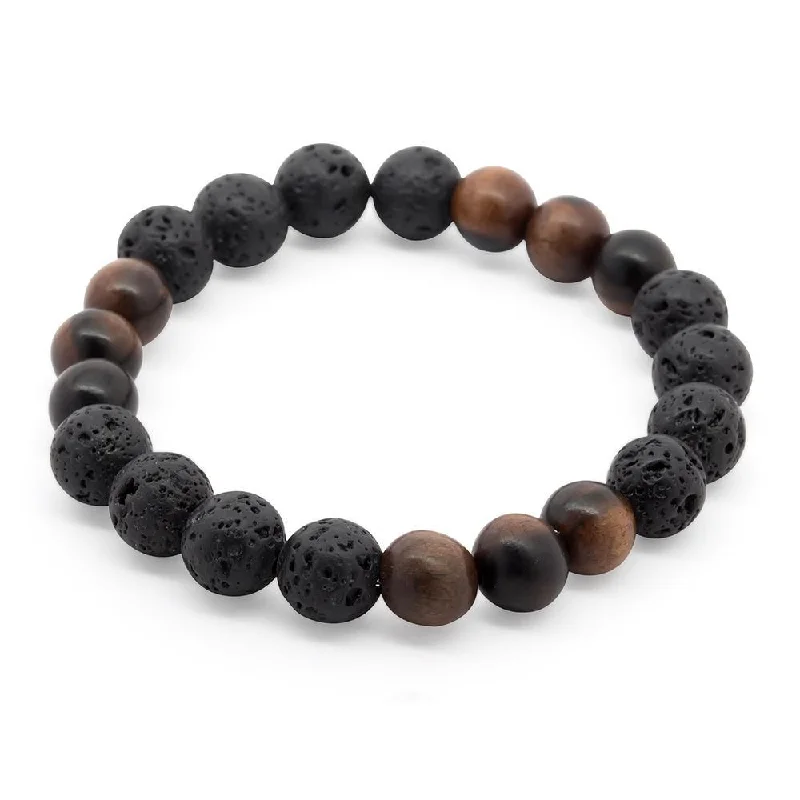 Women’s crystal charm bracelet-Lava Rock Diffuser Bracelet with Wood Mxxx