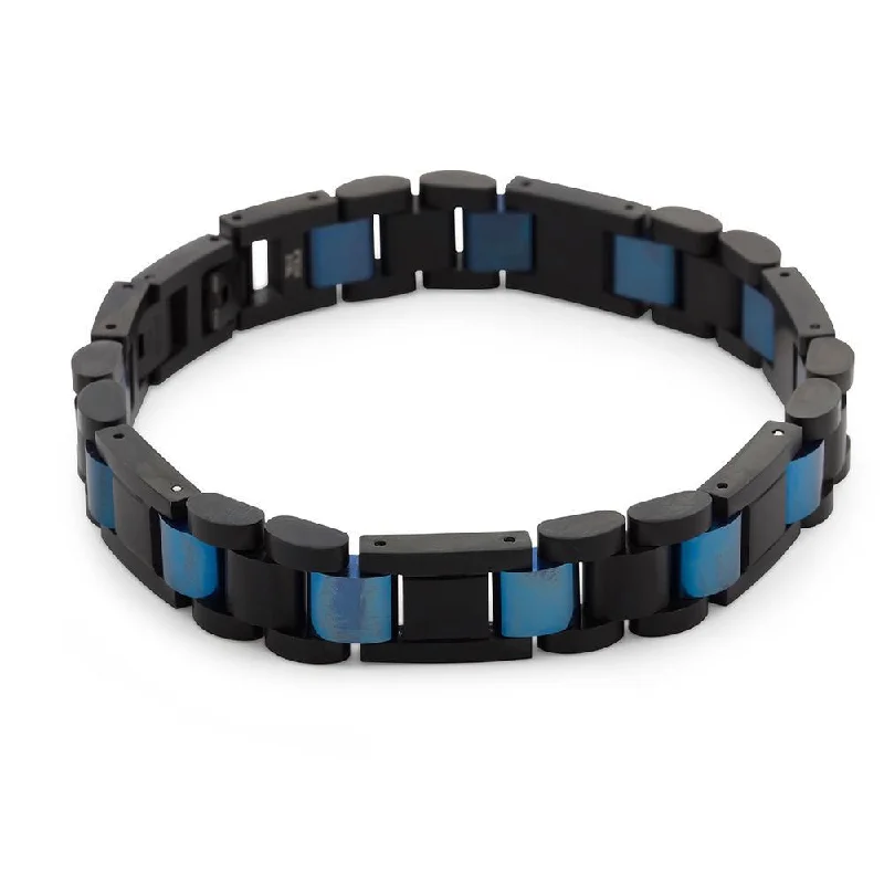 Women’s infinity bracelet-Stainless Steel Black Ion Plated and Blue Ion Plated Bracelet