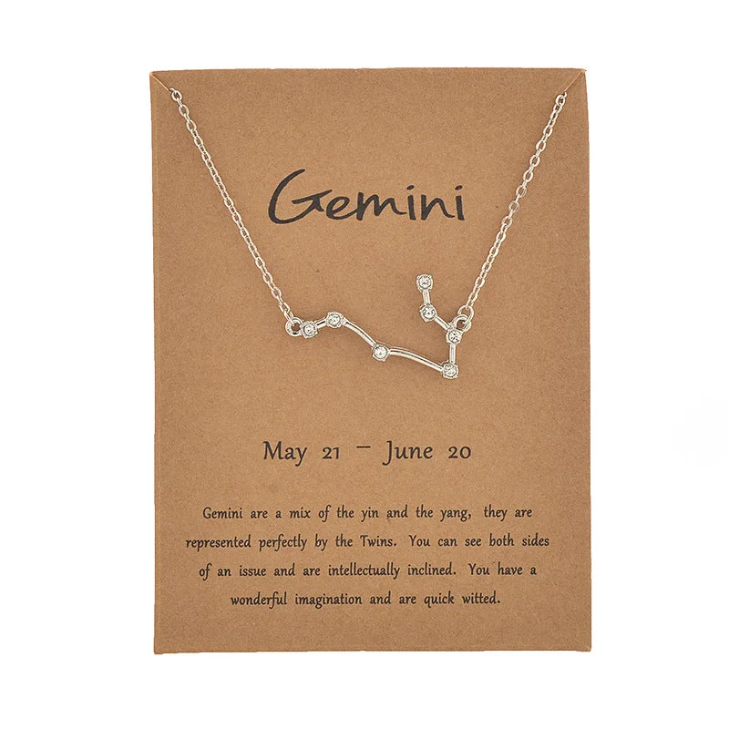 Gemini Gold Card Silver Necklace