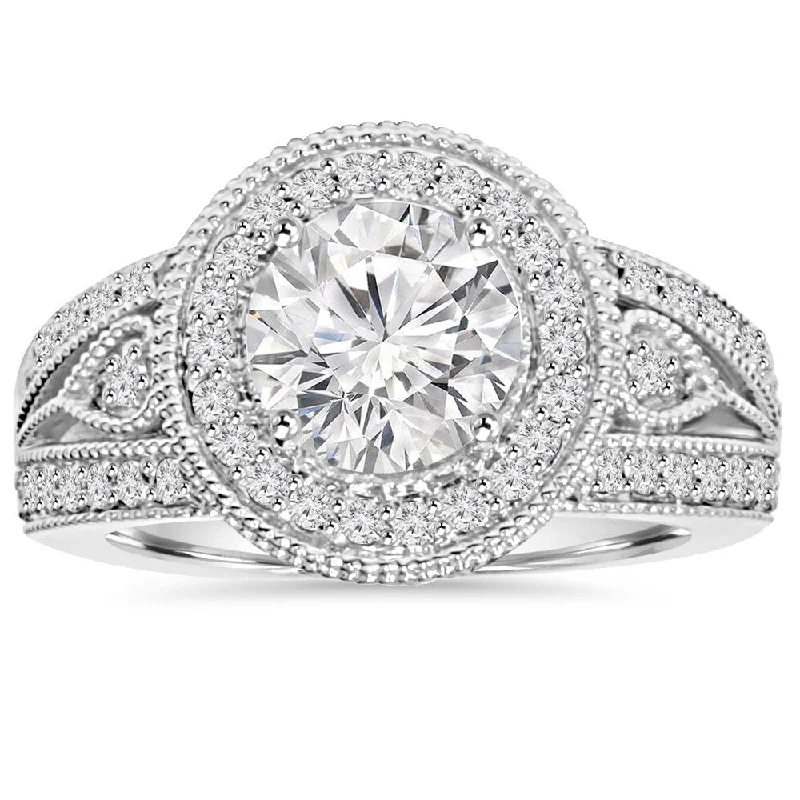 Women’s white gold engagement ring-14k White Gold 2 3/4ct TDW Clarity Enhanced Diamond Engagement Ring